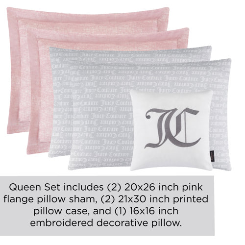 Juicy Couture Textured Pink/Gray Reversible Comforter Sets & Reviews